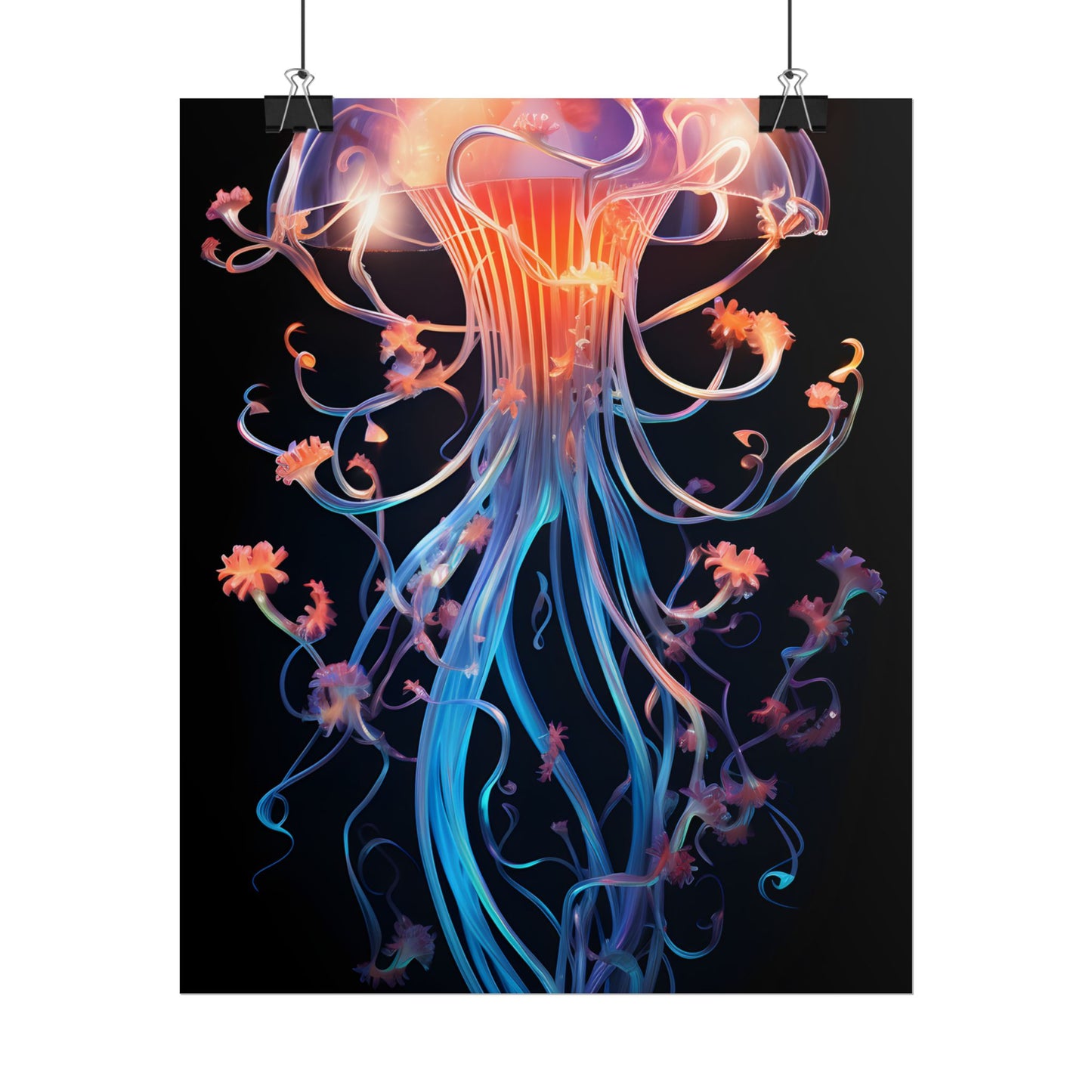 Bioluminescent Oceanic Ballet: Elegantly Poised Dancer in Underwater Performance - Poster