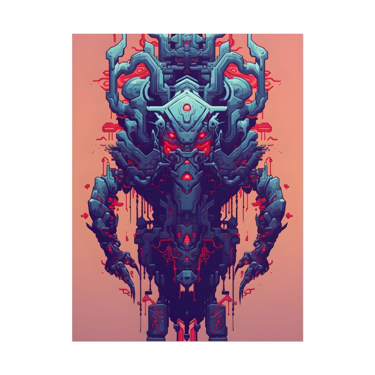 Neon Pixel Pets: Cyberpunk Synthwave Digital Art - Poster