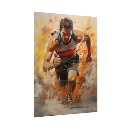 Passionate Athlete in Motion: Determined Sports Art - Poster