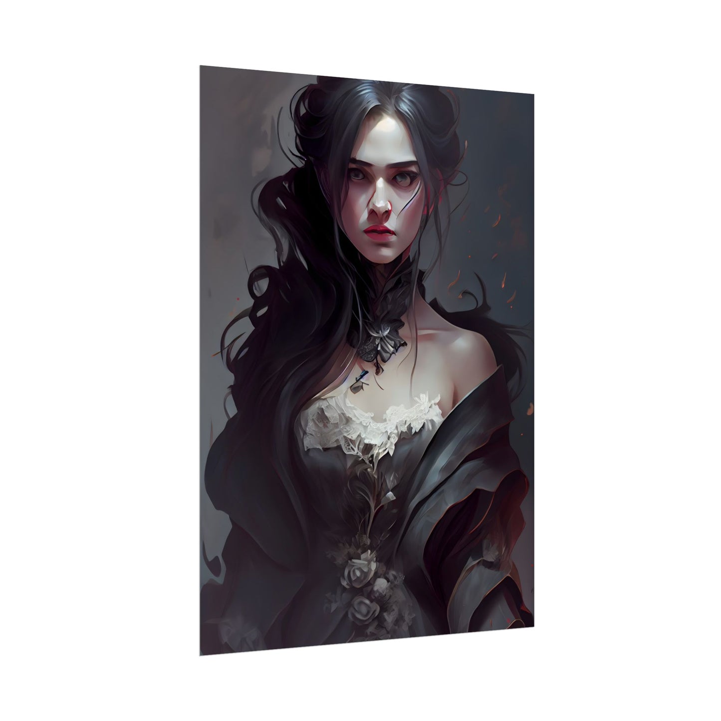 Black Haired Female Portrait: Elegant Outdoor Beauty - Poster