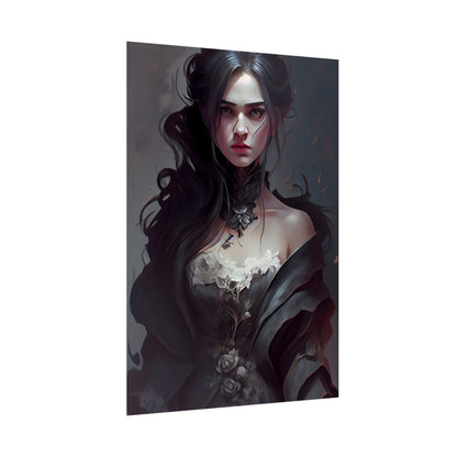 Black Haired Female Portrait: Elegant Outdoor Beauty - Poster
