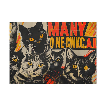 Red Cats in Soviet Motion: A Playful Poster Art - Poster