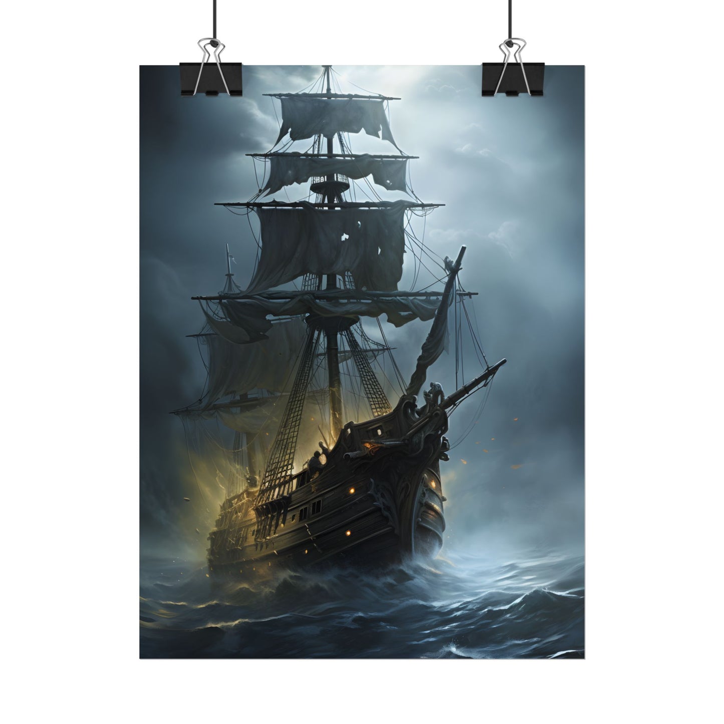 Ghostly Pirate Voyage: Historic Sea Travel Digital Art - Poster