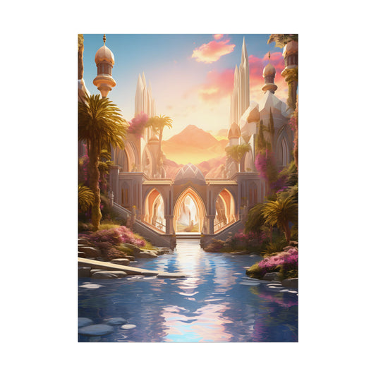 Moonlit Desert Oasis: Arabian Nights Serenity - Poster