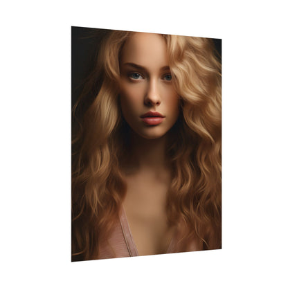 Modern Blonde Woman: Minimalist Style Portrait - Poster