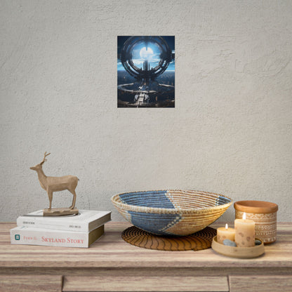 Futuristic Space Station: Orbiting Multimoon Planet Artwork - Poster