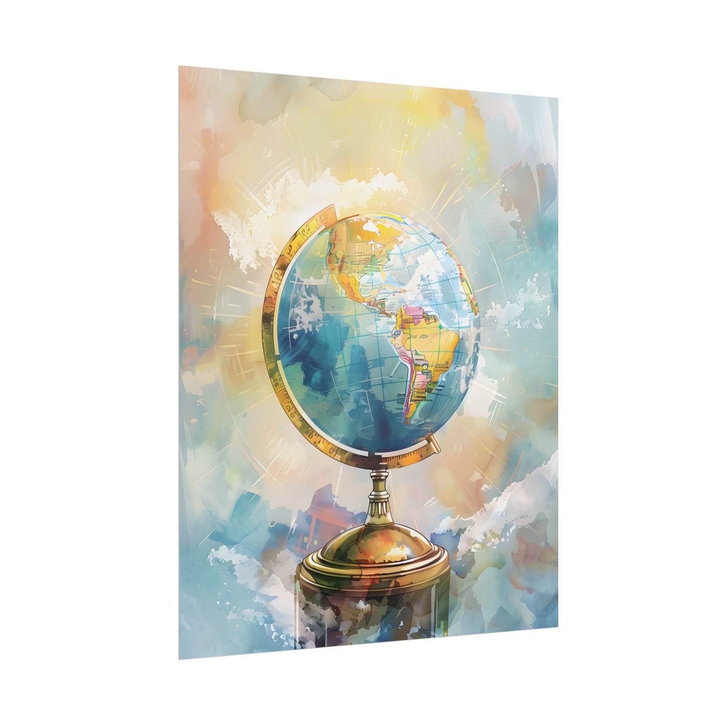 Vintage-Style Globe: World Map with Iconic Features - Poster