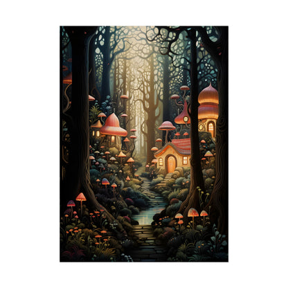 Whimsical Enchanted Forest: Illustrative Artwork - Poster