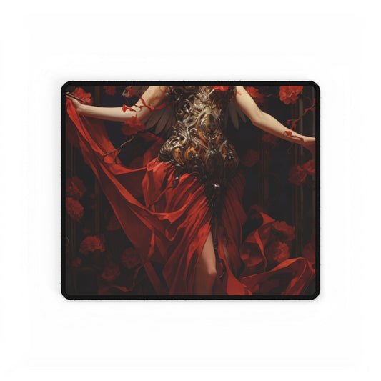 Enigmatic Guardian: A Figure of Mysterious Presence - Desk Mat