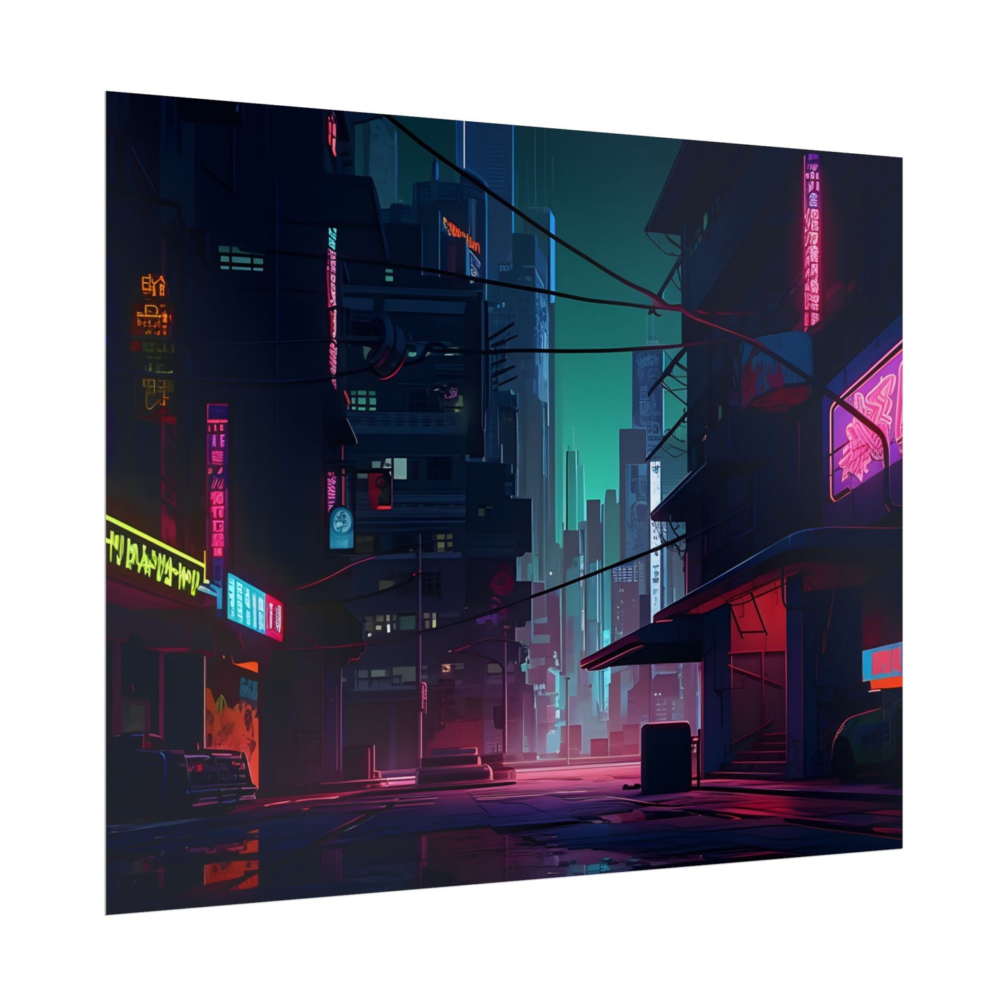 Nightfall in Neo-City: A Melancholic Cyberpunk Scene - Poster