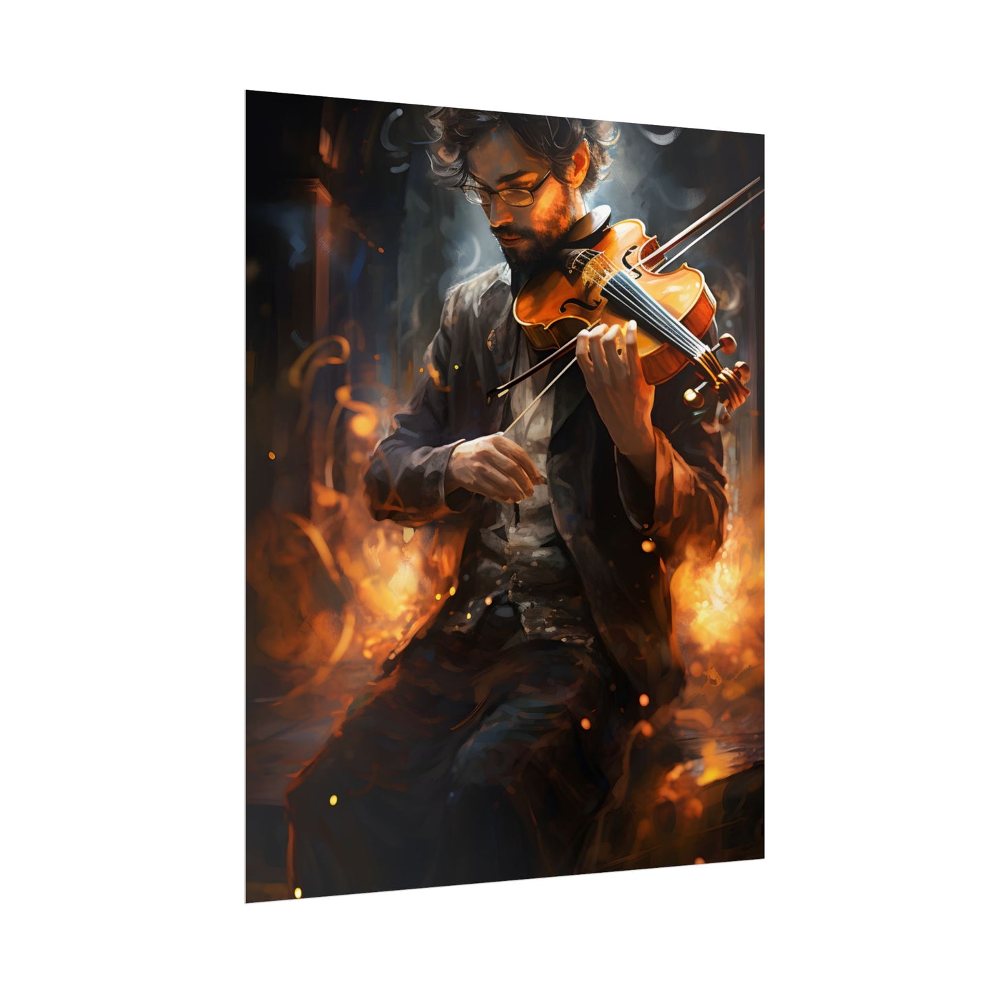 The Mysterious Musician: Close-Up Portrait with Violin - Poster