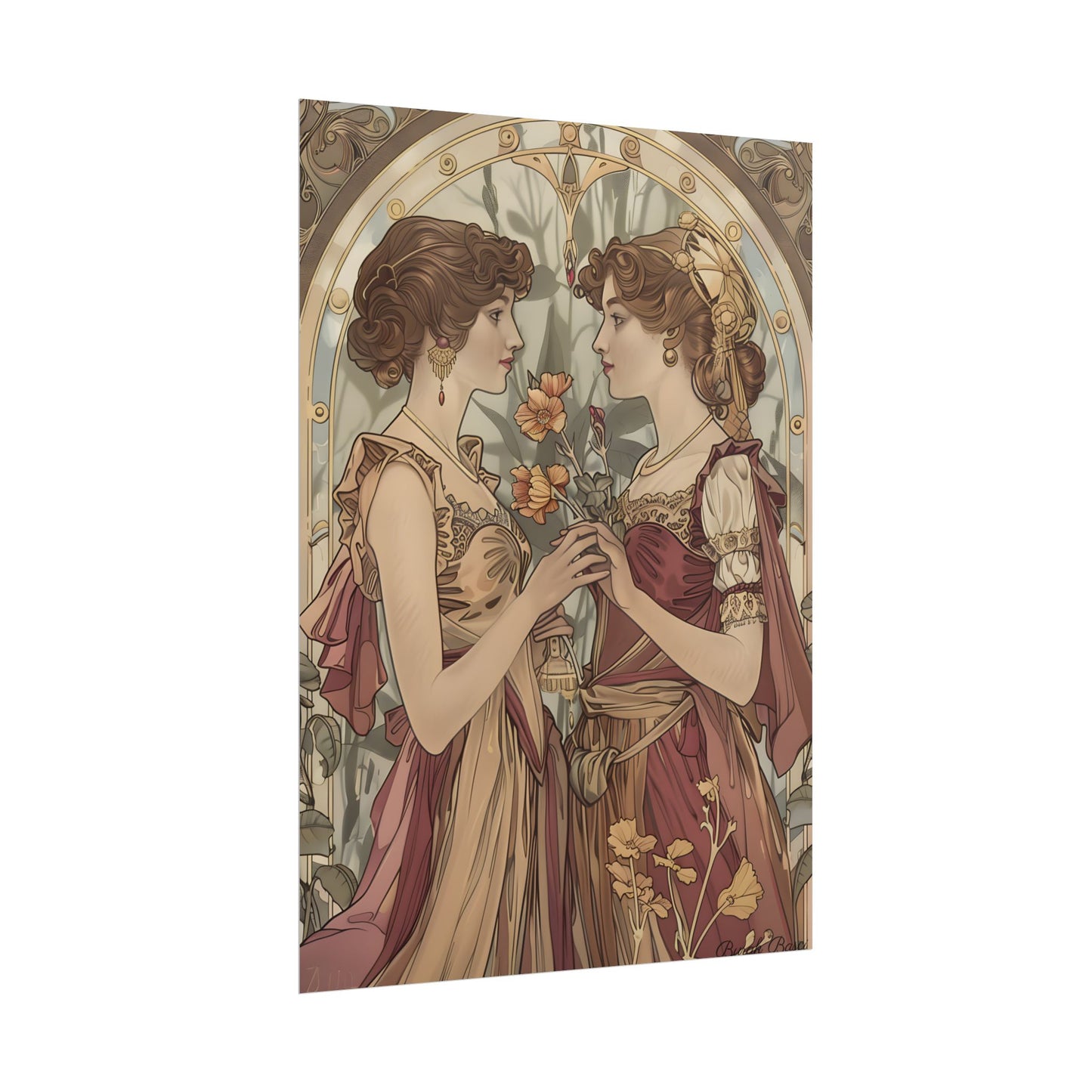 Middle Eastern Floral Beauty: Traditional Attire Digital Art - Poster
