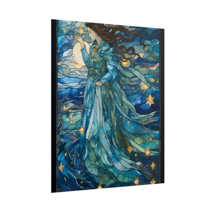 Medieval Stained Glass Art: A Colorful Church Window Piece - Poster