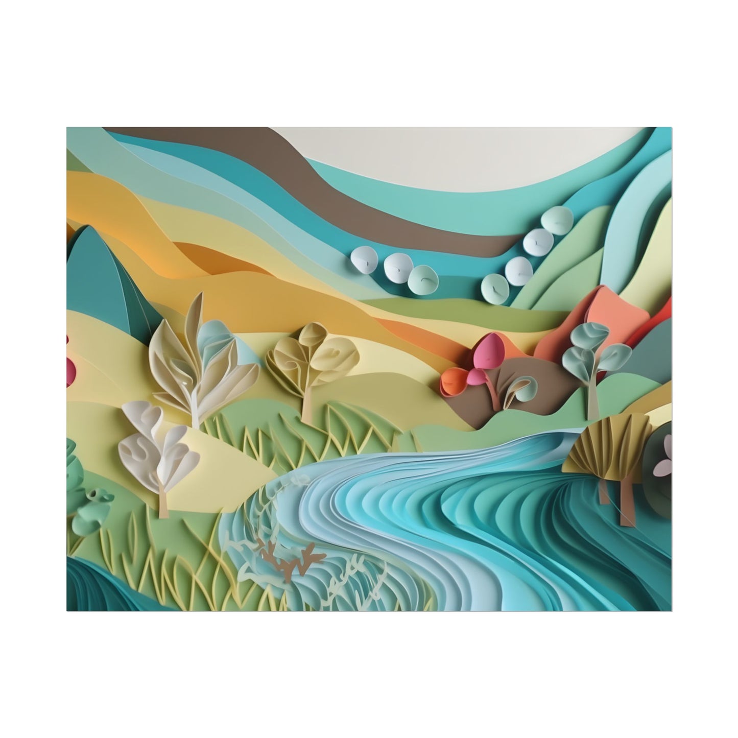 Magical Peaceful Beach: Realistic Paper Quilling Art - Poster