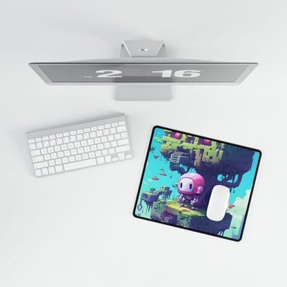 Futuristic Pixel Art: Cyber-Pet Adventure - Desk Mat