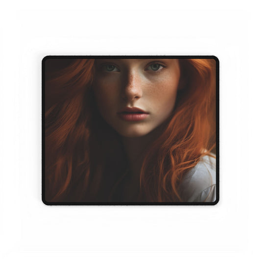 Red Hair Candid Portrait: Natural Light Photo Art - Desk Mat
