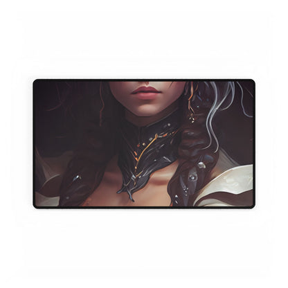 Glamorous Mid-20s Female Portrait: Black Hair Artwork - Desk Mat