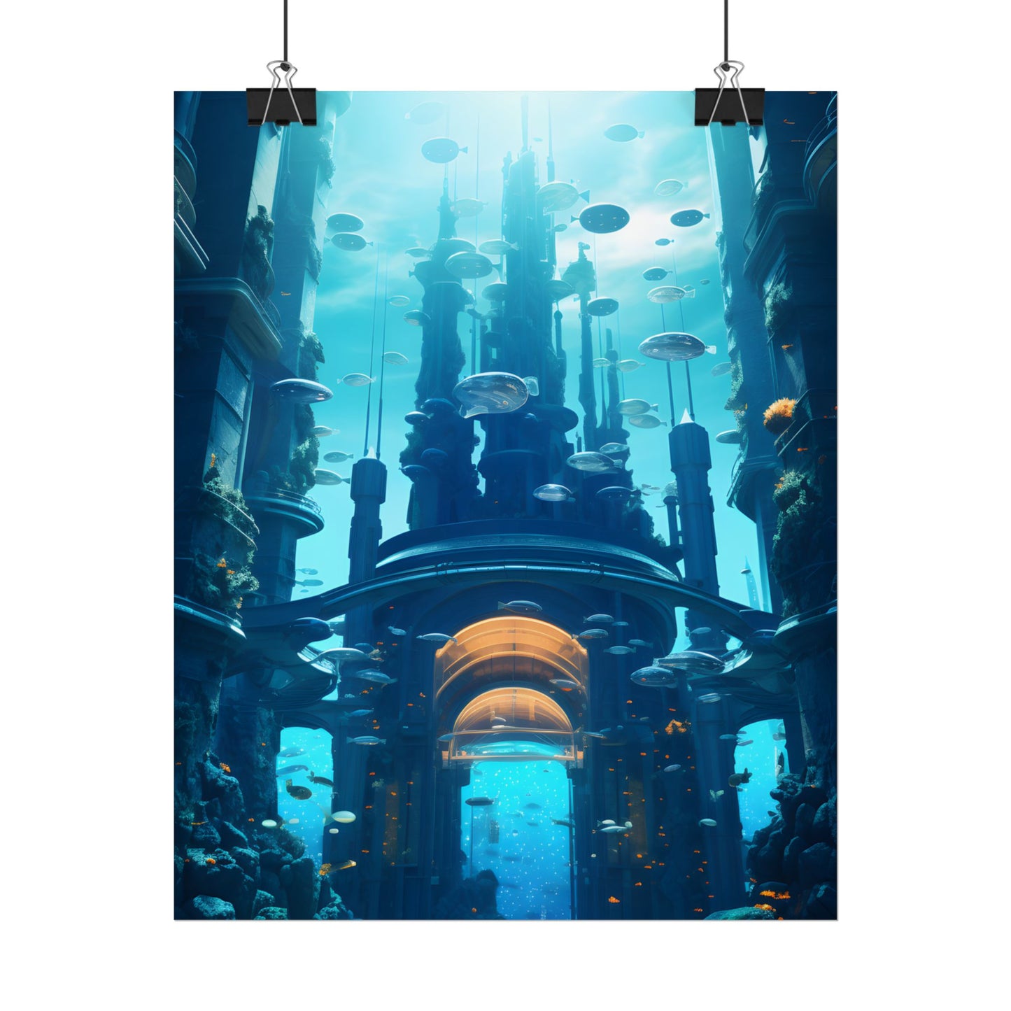 Futuristic Underwater Metropolis: Glass Cityscape - Poster
