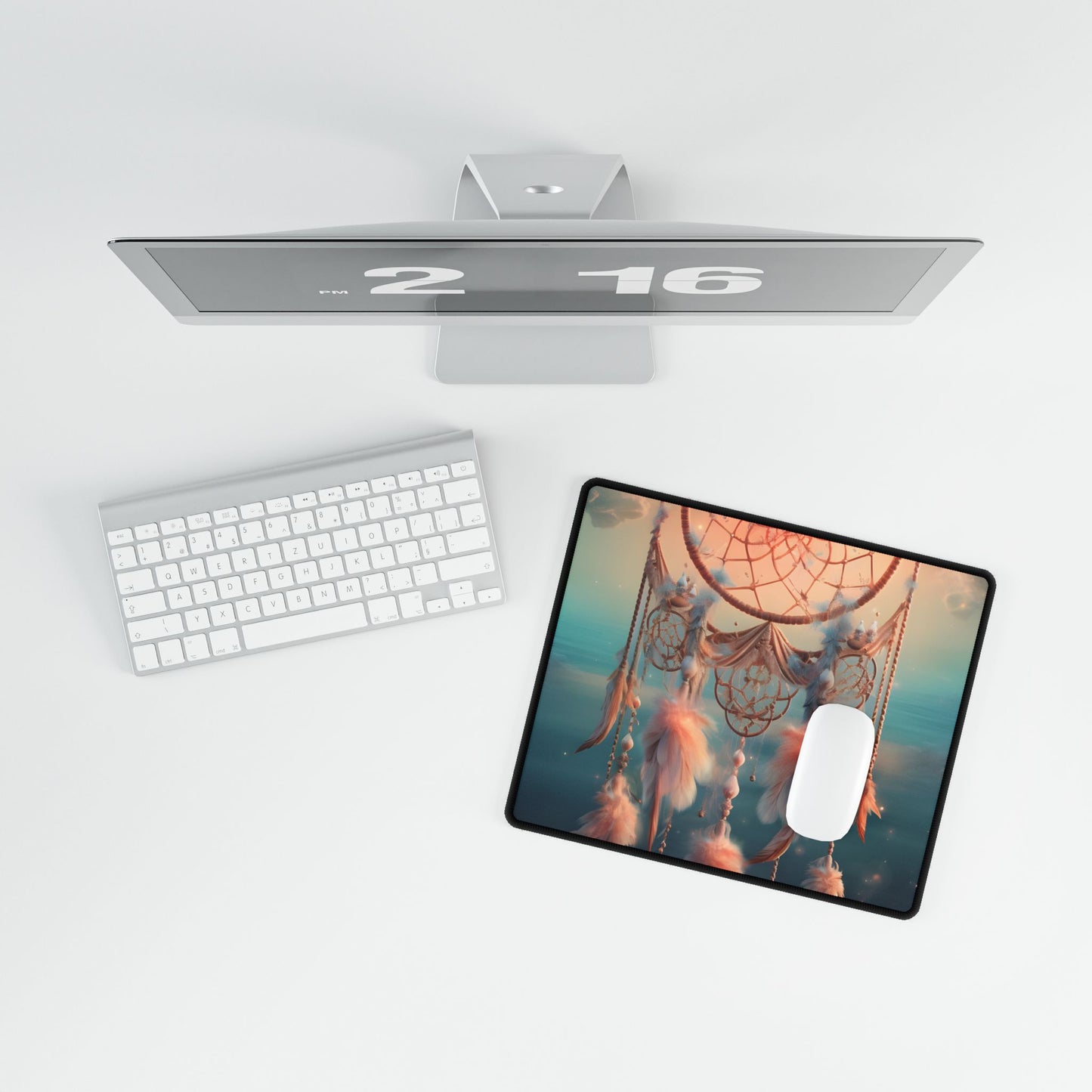 Ethereal Dreamcatcher Realm: Surreal Dreamscape Digital Art - Desk Mat