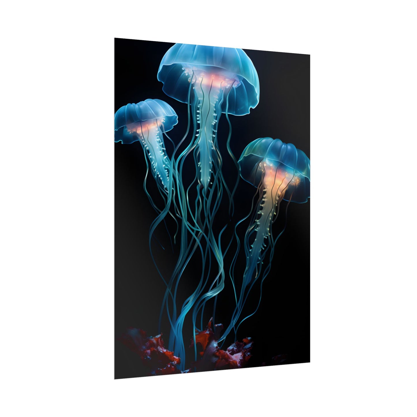 Bioluminescent Oceanic Ballet: Ethereal Underwater Dance - Poster