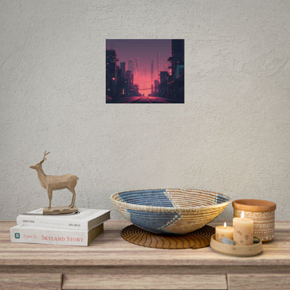 Cyberpunk Nighttime Cityscape: Melancholic Mood - Poster
