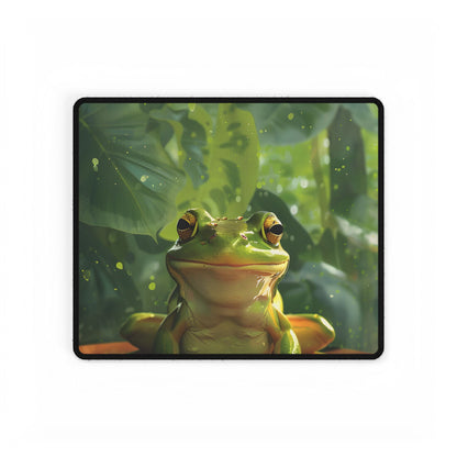 Whimsical Frog Oasis: A Peaceful Lily Pad Scene - Desk Mat