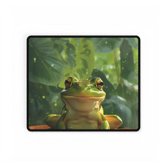 Whimsical Frog Oasis: A Peaceful Lily Pad Scene - Desk Mat