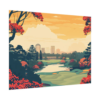Retro-Style Augusta Georgia Golf Course: Vibrant Illustration Art - Poster