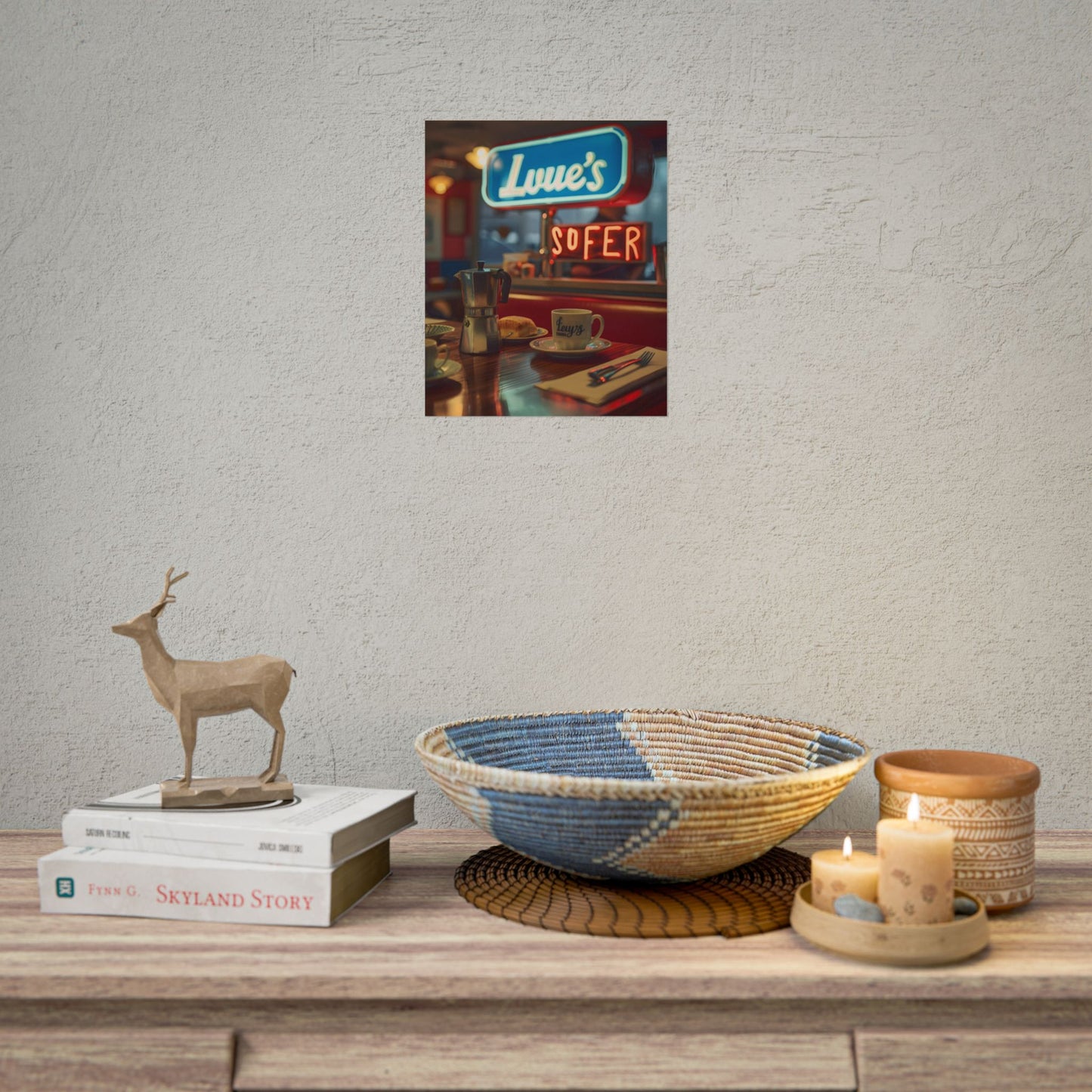 Retro Kitchen Diner Scene: Cozy Coffee Moment - Poster