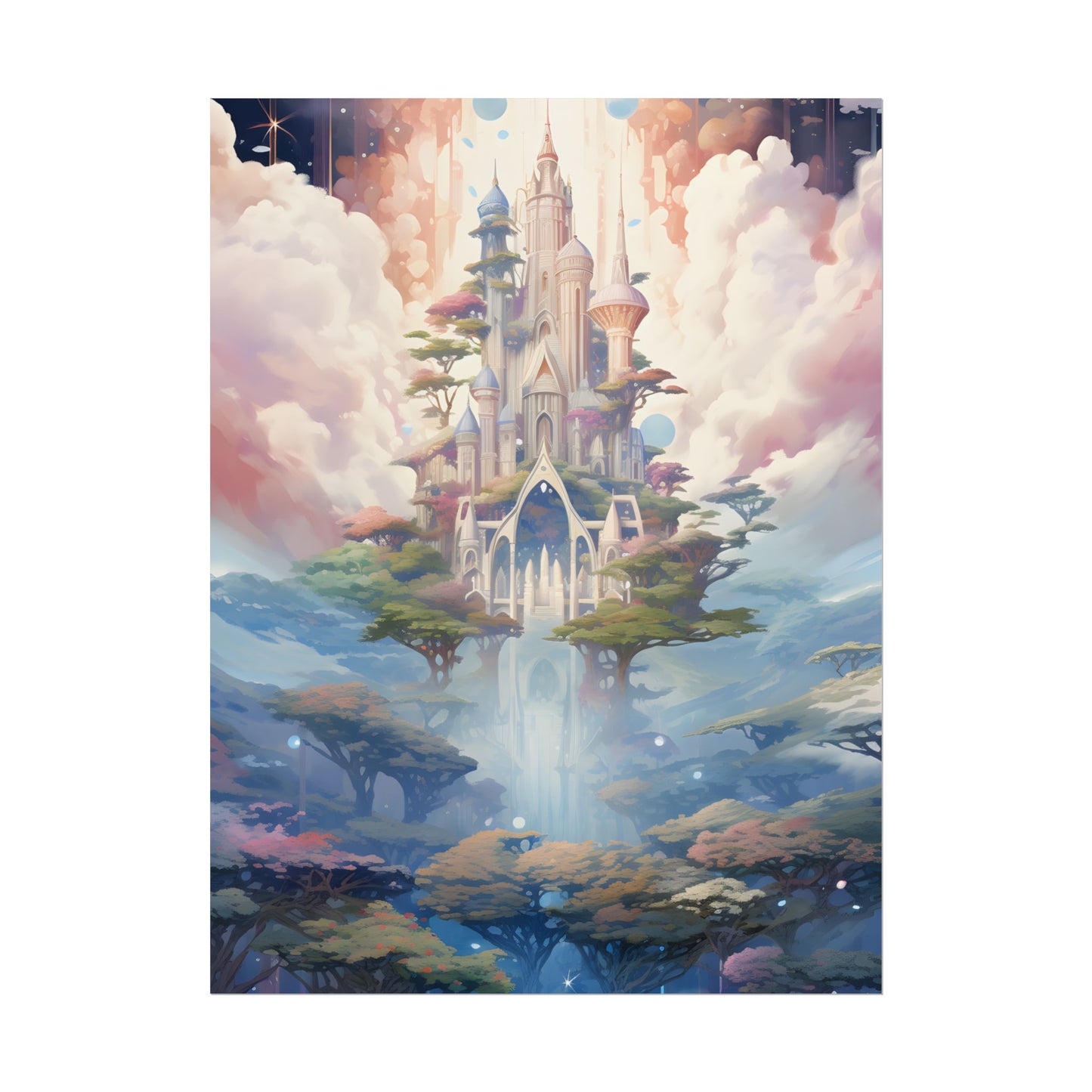 Surreal Floating City in Celestial Fantasy: A Dreamlike Digital Artwork - Poster