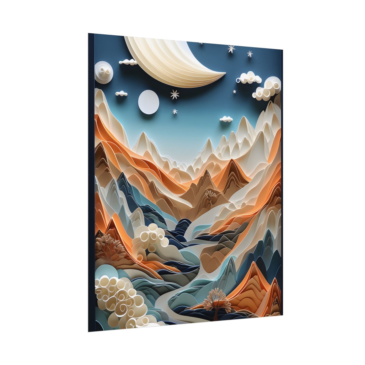 Vibrant European Quilled Landscape: Intricate Paper Art - Poster