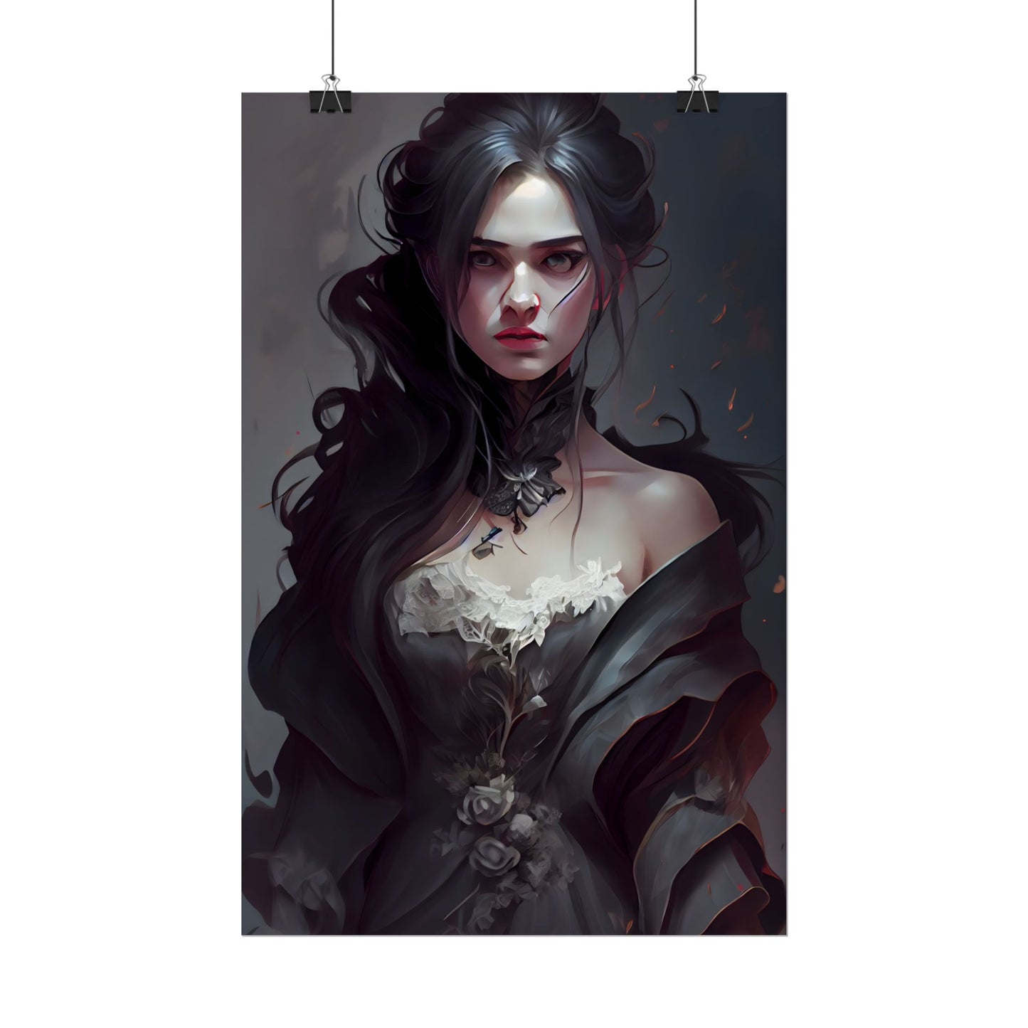 Black Haired Female Portrait: Elegant Outdoor Beauty - Poster