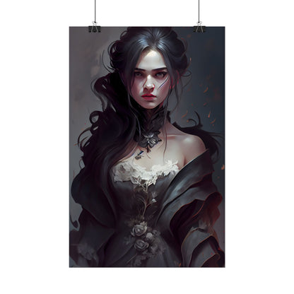 Black Haired Female Portrait: Elegant Outdoor Beauty - Poster