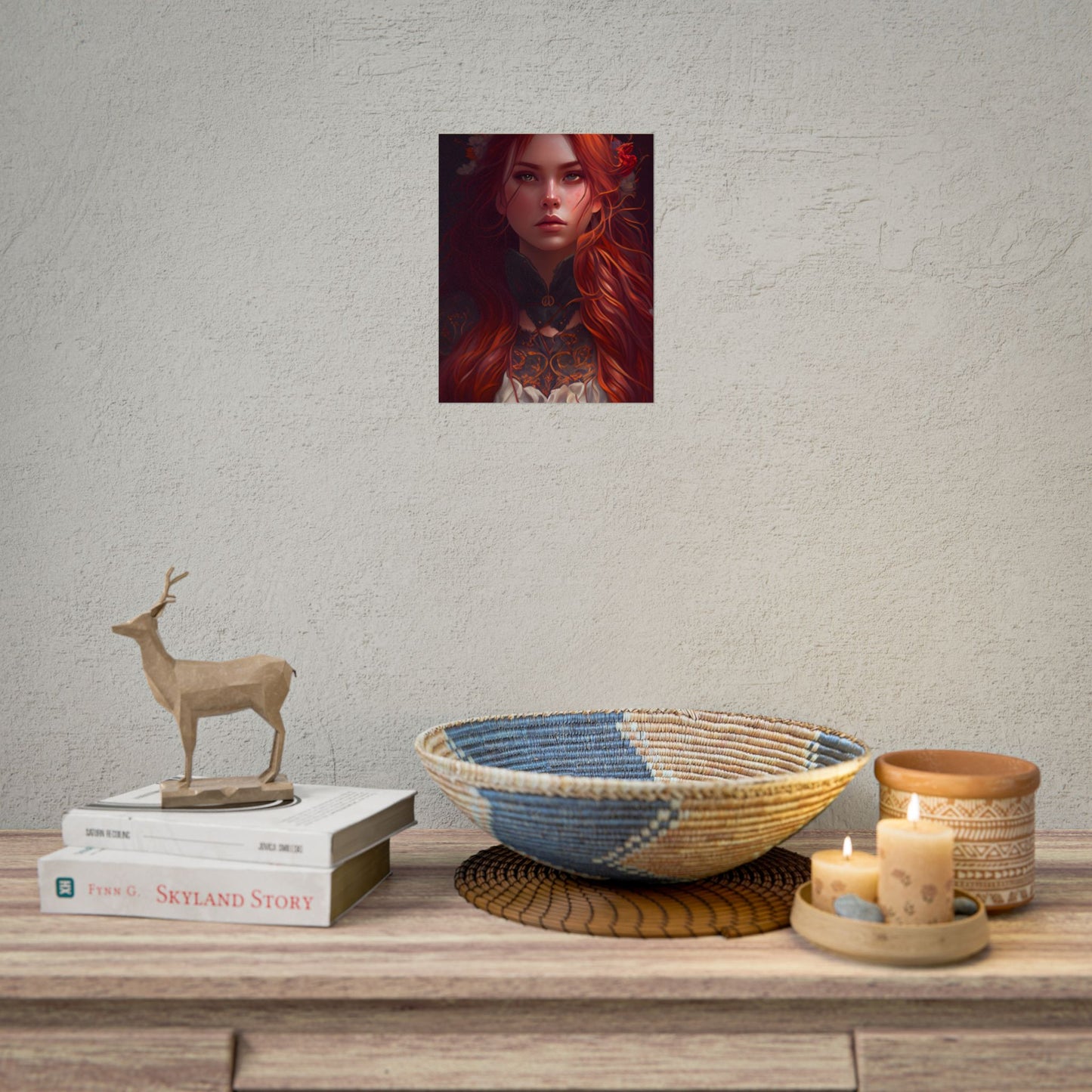 Redhead Female Portrait in a Dress - Poster