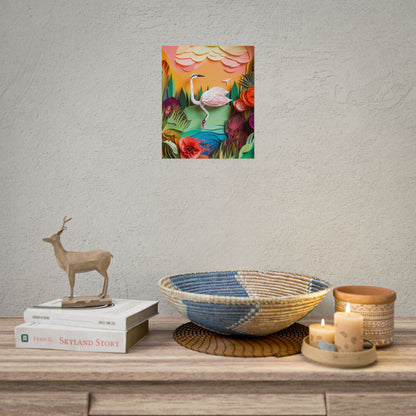 Peaceful Island Landscape: Paper Quilling Water Scene Art - Poster