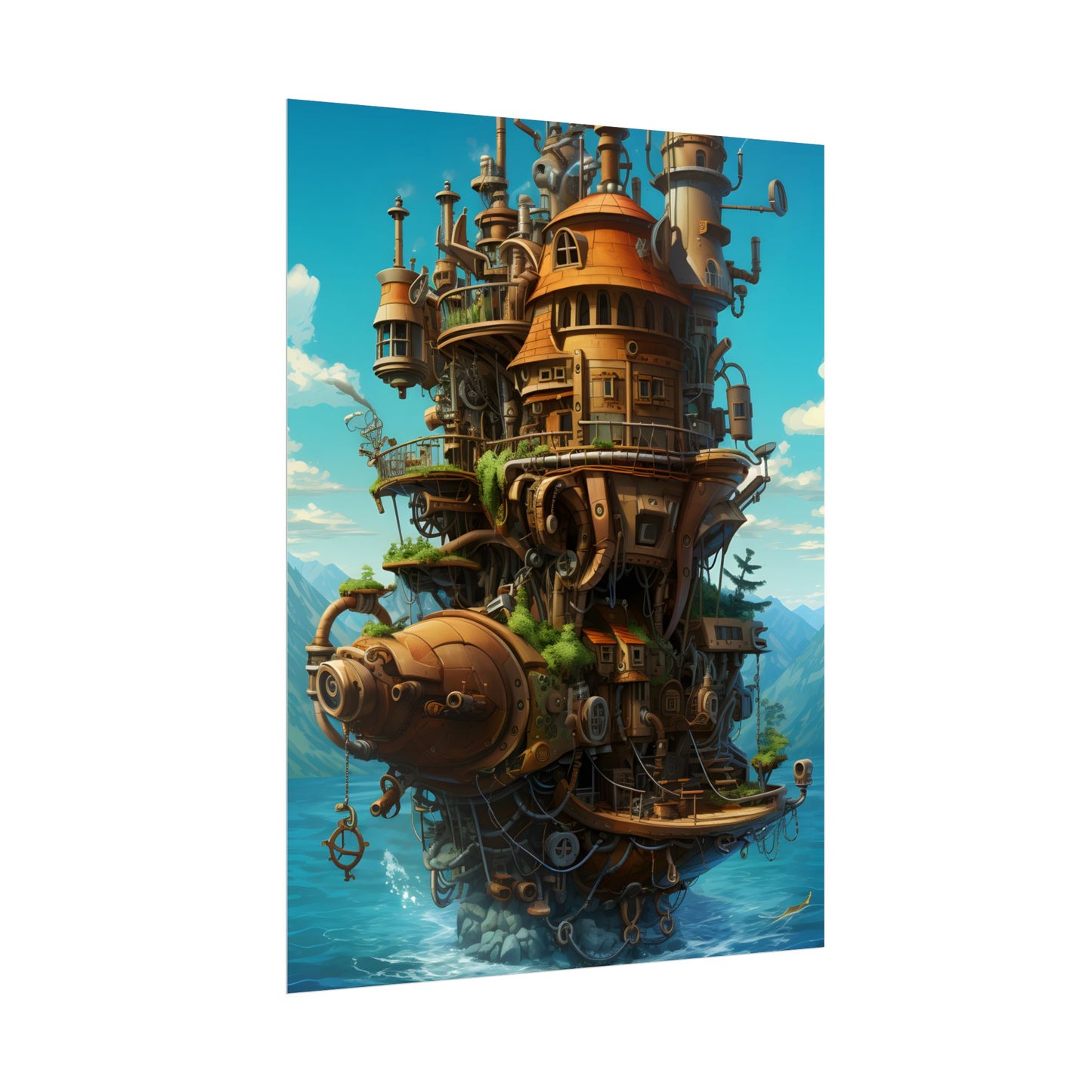 Oceanic Steampunk Treasure Dive: Underwater Adventure Artwork - Poster