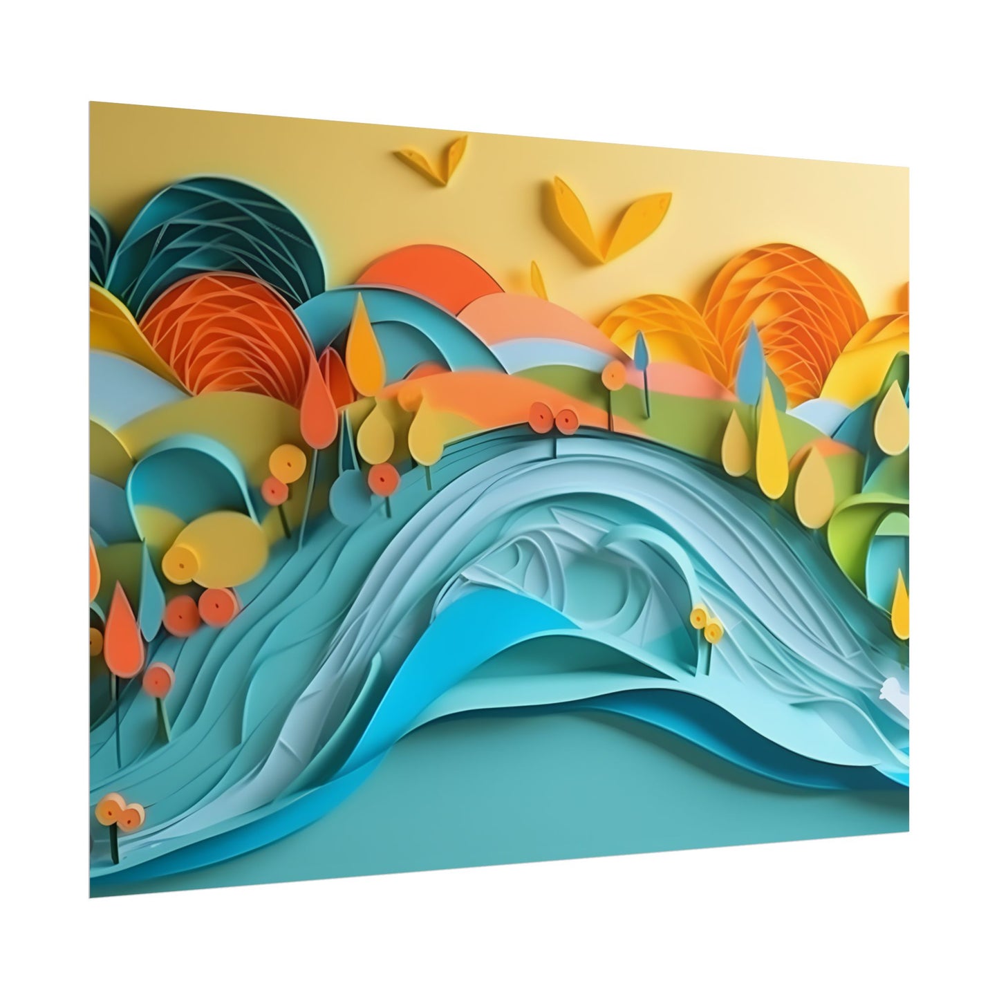 Magical Peaceful Beach: Paper Quilled Serenity - Poster