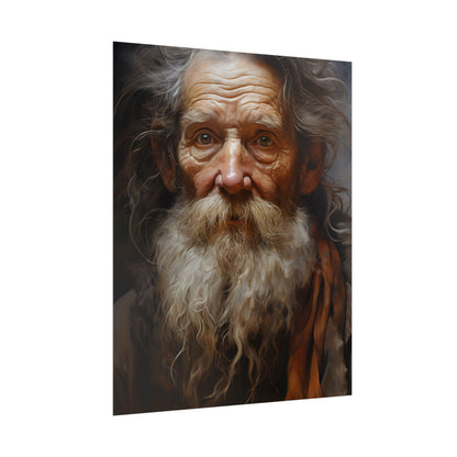 Elderly Wisdom: Realistic Portrait Art - Poster