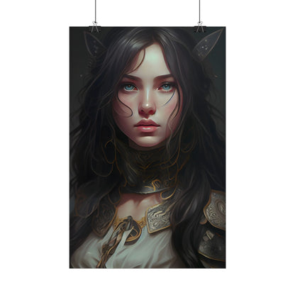 Vibrant Red Portrait: Dynamic Female Artwork - Poster