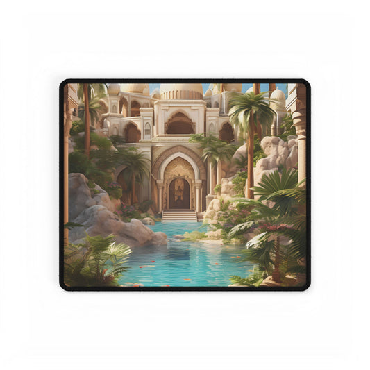 Serene Desert Oasis: Arabian Nights-Inspired Artwork - Desk Mat