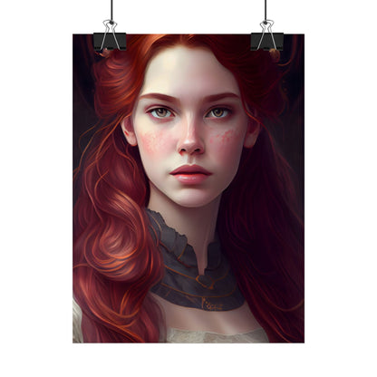 Beautiful Redhead Female Portrait: Classic Timeless Artwork - Poster