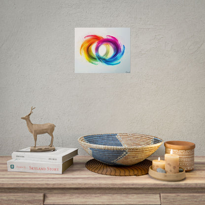 Swirling Colors: Gradient Artwork with Red, Blue, and Yellow Circles - Poster