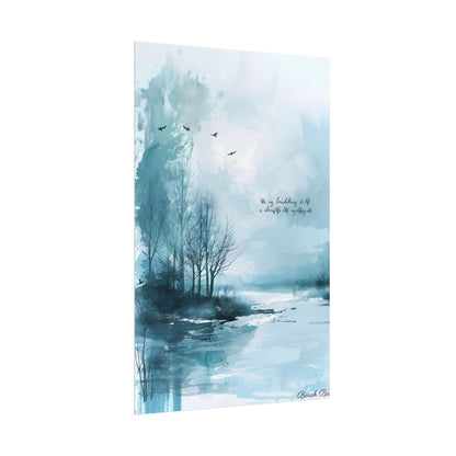 Serene Landscape: A Peaceful Nature Scene with Inspirational Quote - Poster