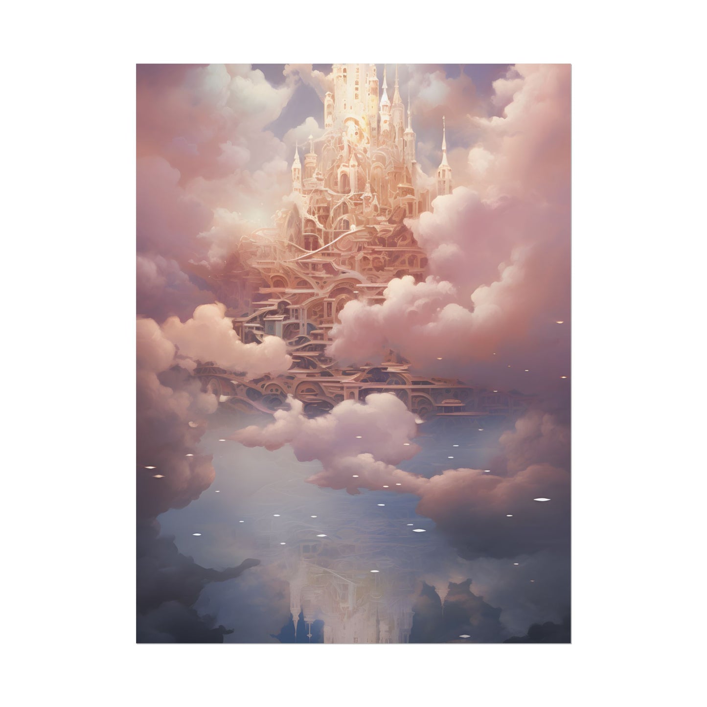 Celestial Fantasy Floating City: Digital Artwork - Poster