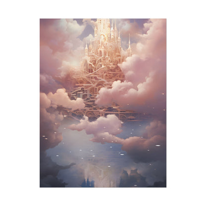 Celestial Fantasy Floating City: Digital Artwork - Poster