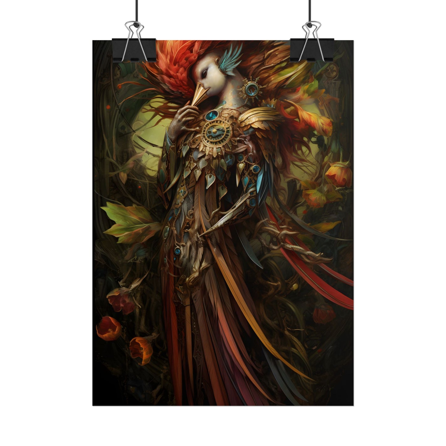 Grand Statue of a Majestic Bird in Serene Setting - Poster