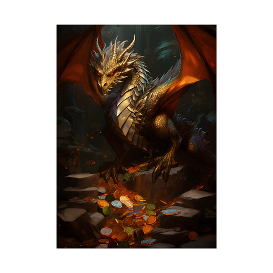 Ancient Fantasy Dragon Guard: Majestic Creature Art - Poster