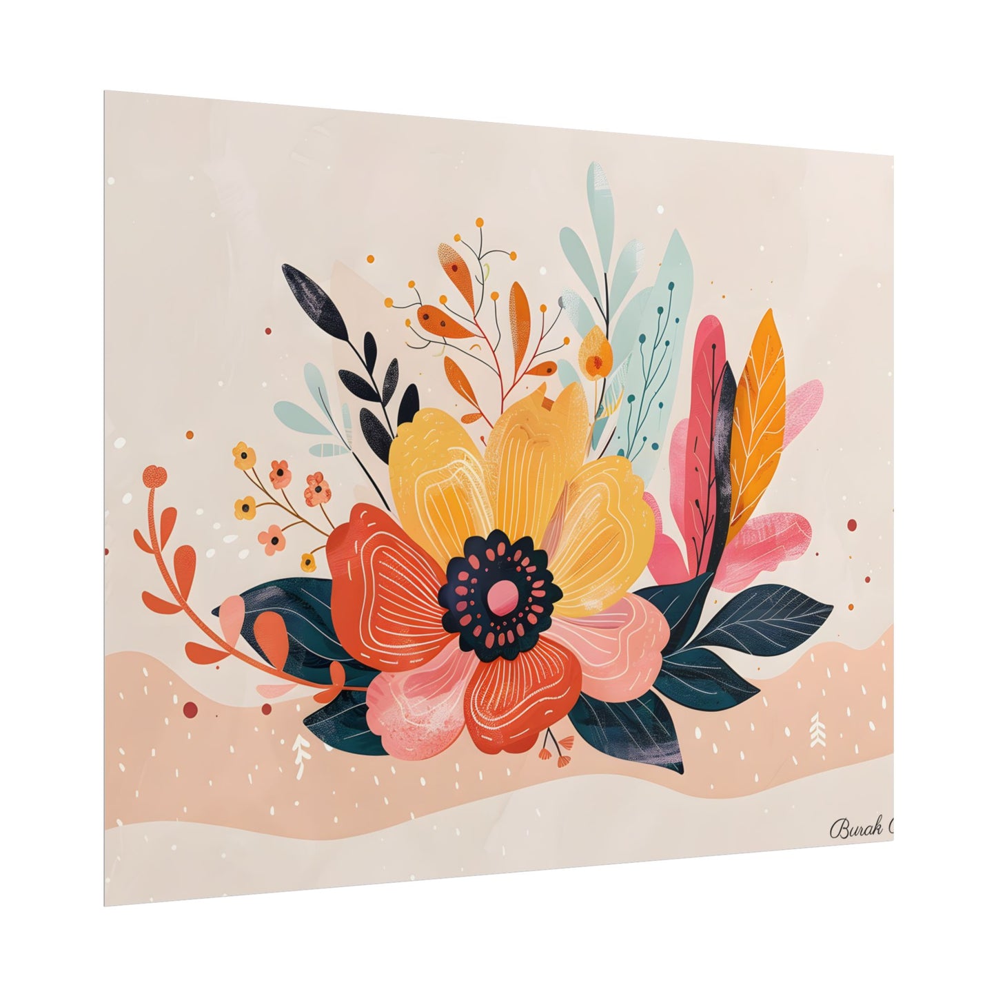 Blooming Growth: Vibrant Flower Artwork - Poster