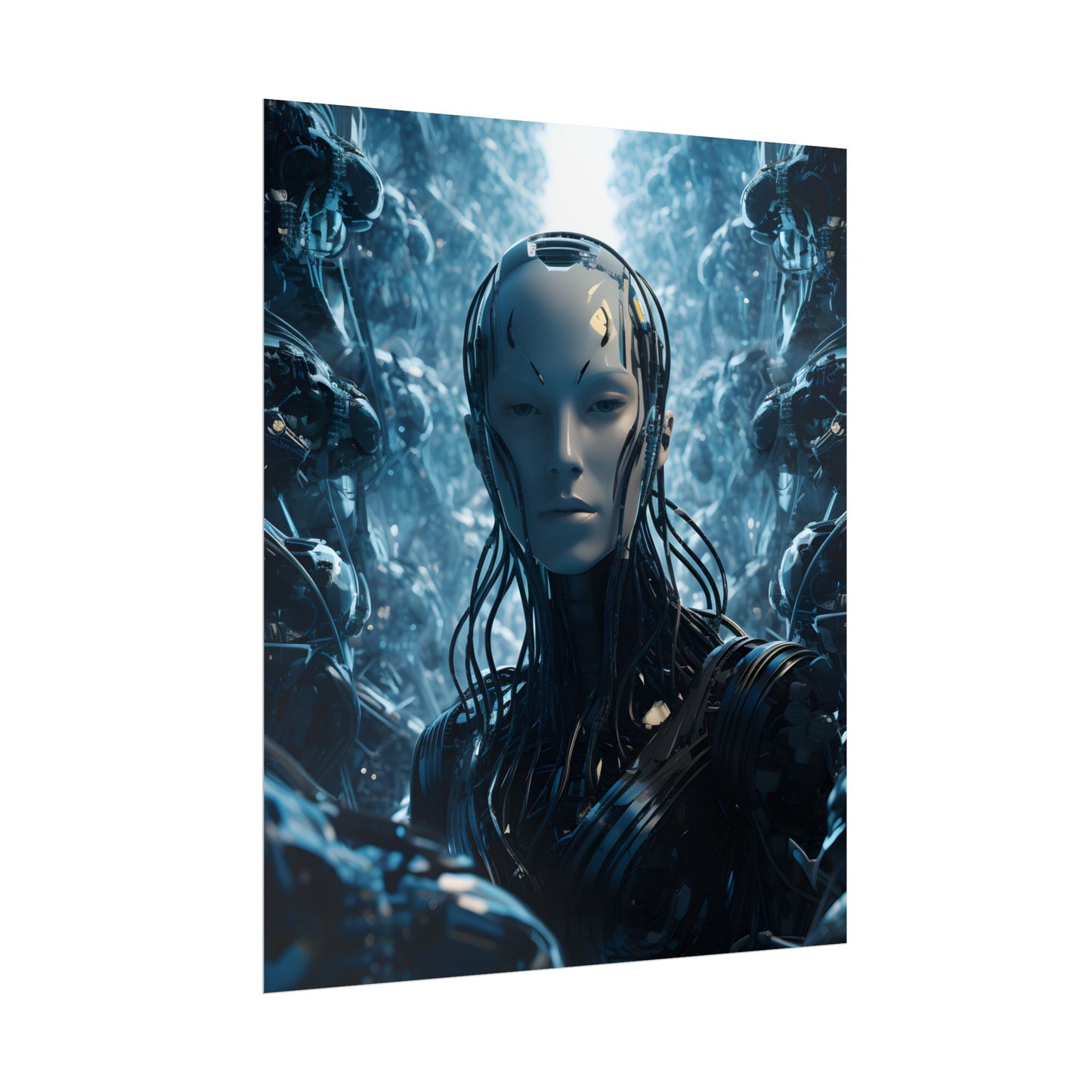 Robot Orchestra Symphony: Futuristic City Digital Art - Poster