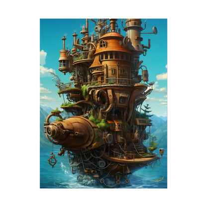 Oceanic Steampunk Treasure Dive: Underwater Adventure Artwork - Poster